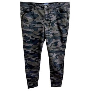 Democracy Ab Solution Green Camo Skinny Stretch Jeans Pants Ankle plus size 16